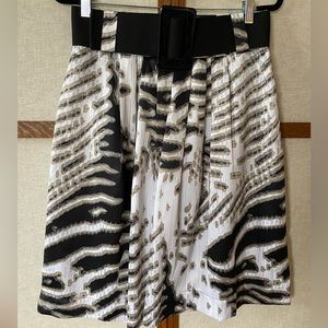 Worthington Abstract Zebra Print Full A-Line Lined Skirt with Belt - 10